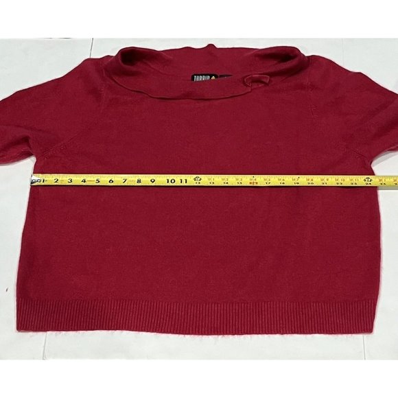 Vintage Red Torrid Angora Lambswool Blend Scoop Cowl Neck Sweater Bow Size 3 - Picture 12 of 15
